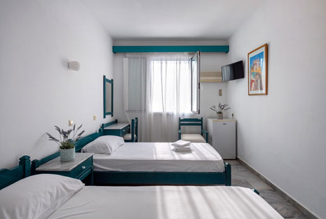 Triple economy room at Aegeon hotel in Paros